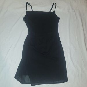 Very J Black Mini Dress with Spaghetti Straps